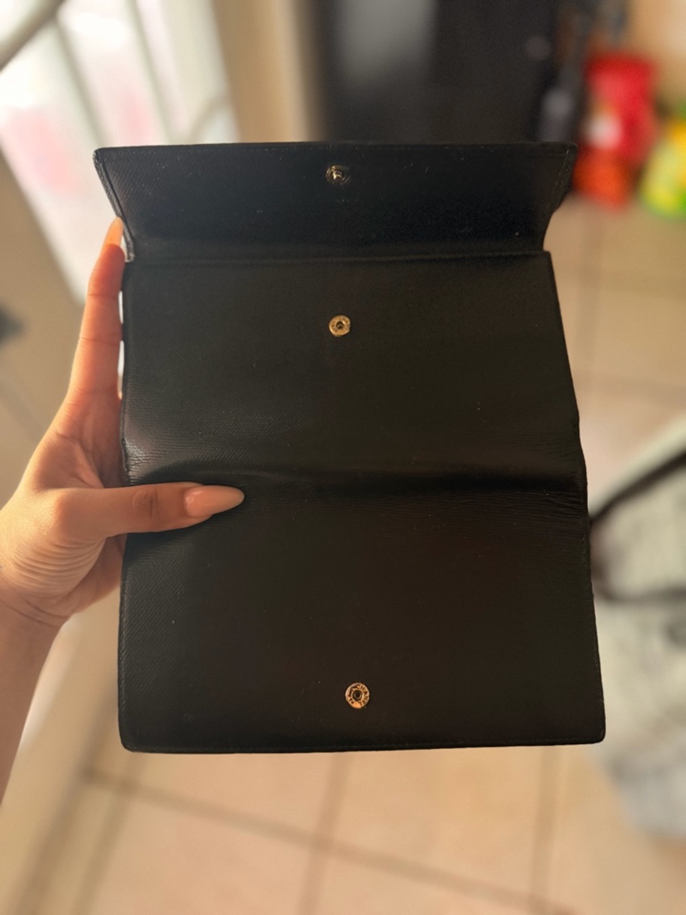 CHANEL Black Leather Wallet with Gold CC Button - Picture 4 of 4